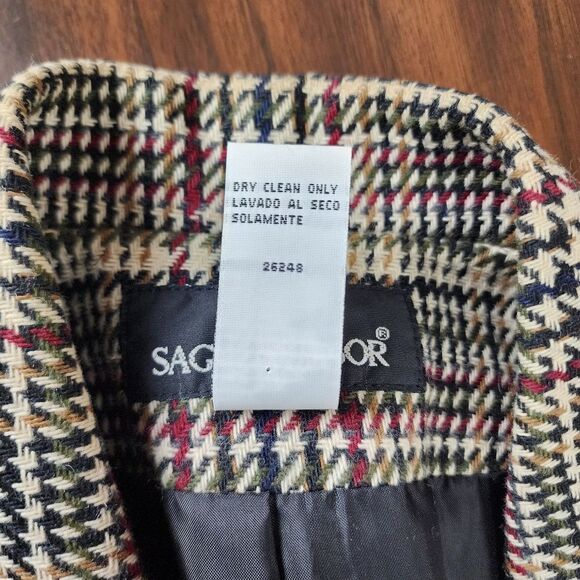 Sag Harbor Plaid Blazer Wool Blend Houndstooth Eclectic Grandpa Jacket Size 14 - Picture 11 of 16